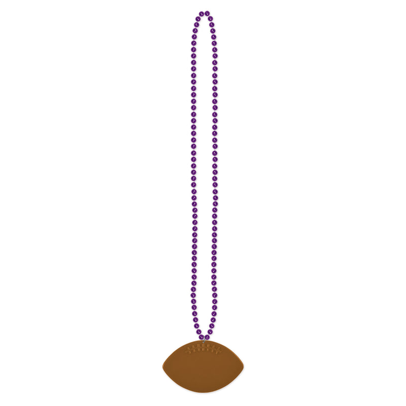 Beads w/Football Medallion – 33" – (1/Card) by Beistle for Football Beads with Medallion