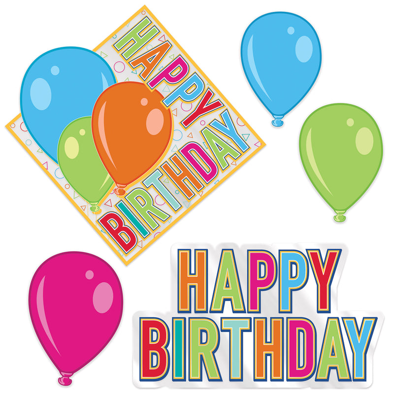 Plastic Happy Birthday Cutouts – 3½"-11" – (5/Pkg)