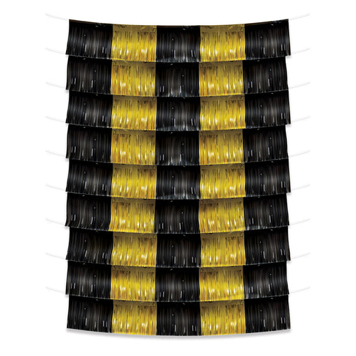 Metallic Fringe Garland Backdrop – 9¾" x 6' – (9/Pkg) by Beistle for General Occasion Metallic