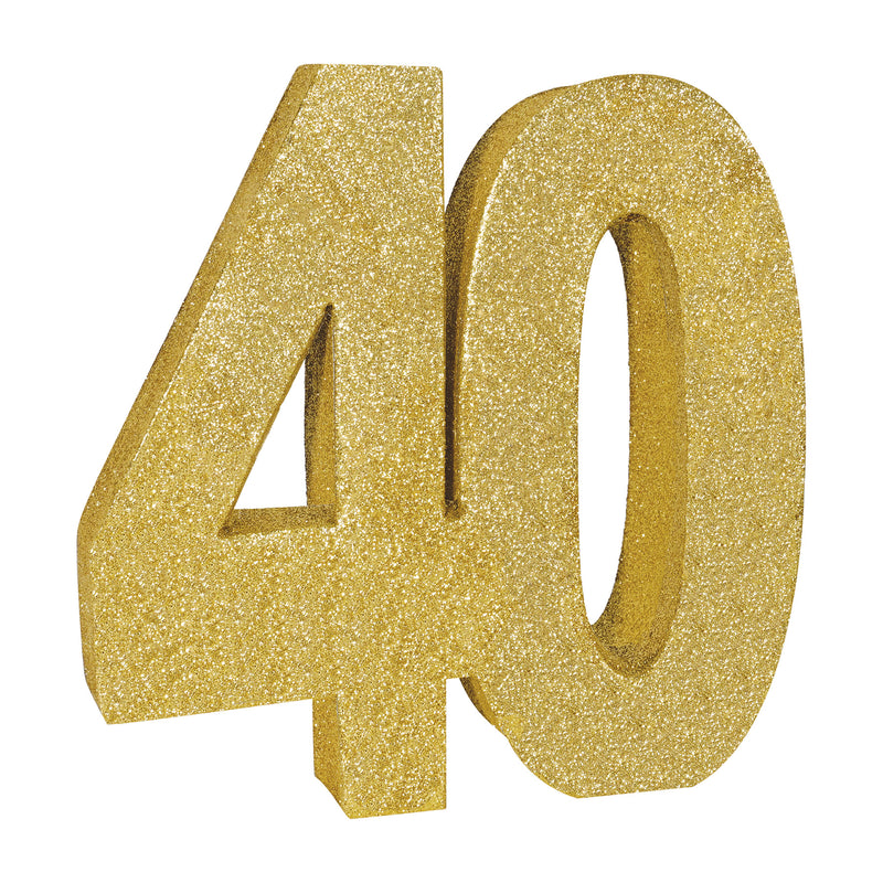 3-D Glittered "40" Centerpiece – 8" x 8" x 1" – (1/Pkg) by Beistle for Birthday-Age Specific 3-D