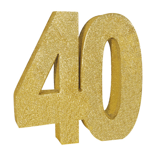 3-D Glittered "40" Centerpiece – 8" x 8" x 1" – (1/Pkg) by Beistle for Birthday-Age Specific 3-D