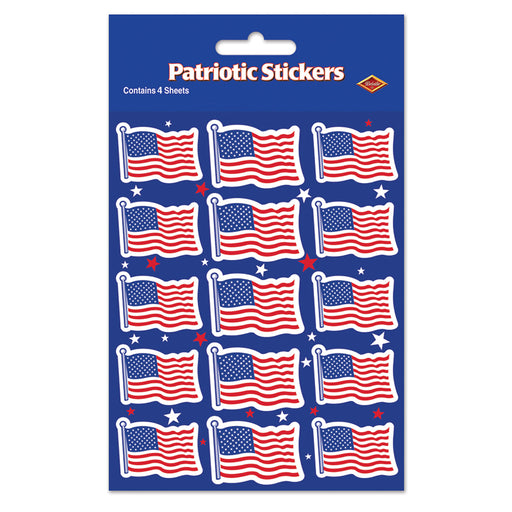 U S Flag Stickers – 4¾" x 7½" – (4 Shs/Pkg) by Beistle for Patriotic Stickers
