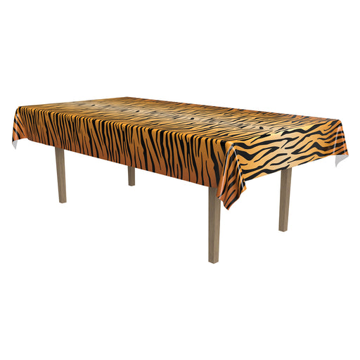 Tiger Print Tablecover – 54" x 108" – (1/Pkg) by Beistle for Jungle Table Covers - Patterned