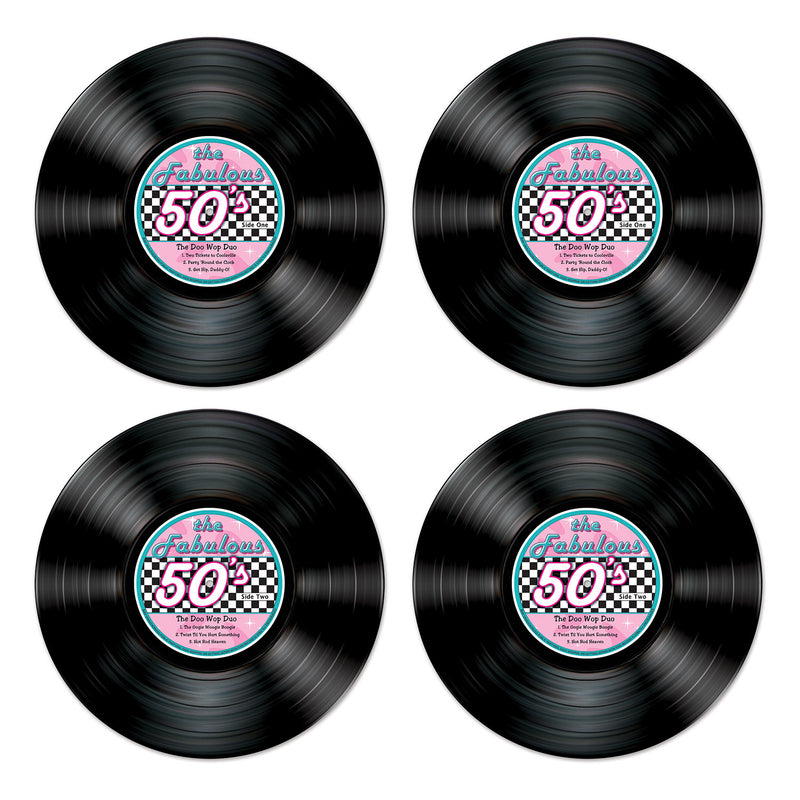 Record Cutouts – 13½" – (4/Pkg) by Beistle for 50's/Rock & Roll Printed