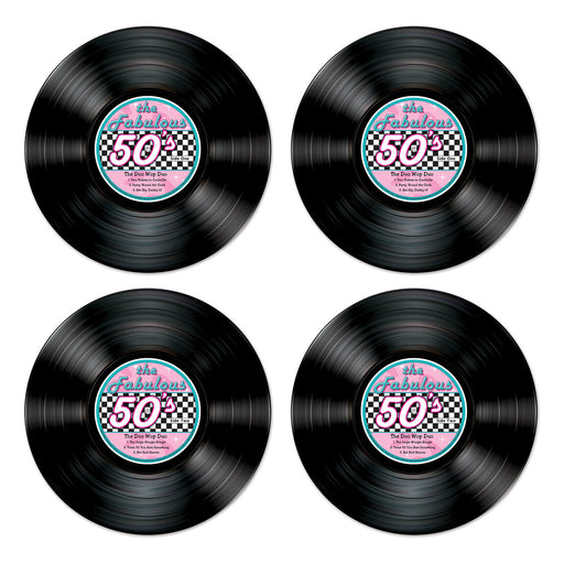 Record Cutouts – 13½" – (4/Pkg) by Beistle for 50's/Rock & Roll Printed