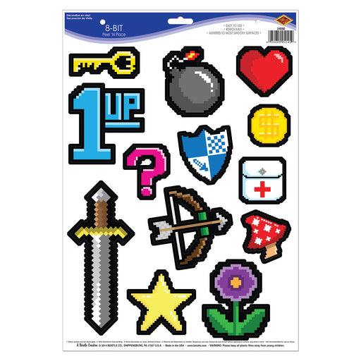 8-Bit Peel 'N Place – 12" x 17" Sh – (13/Sh) by Beistle for 8-Bit Peel 'N Place