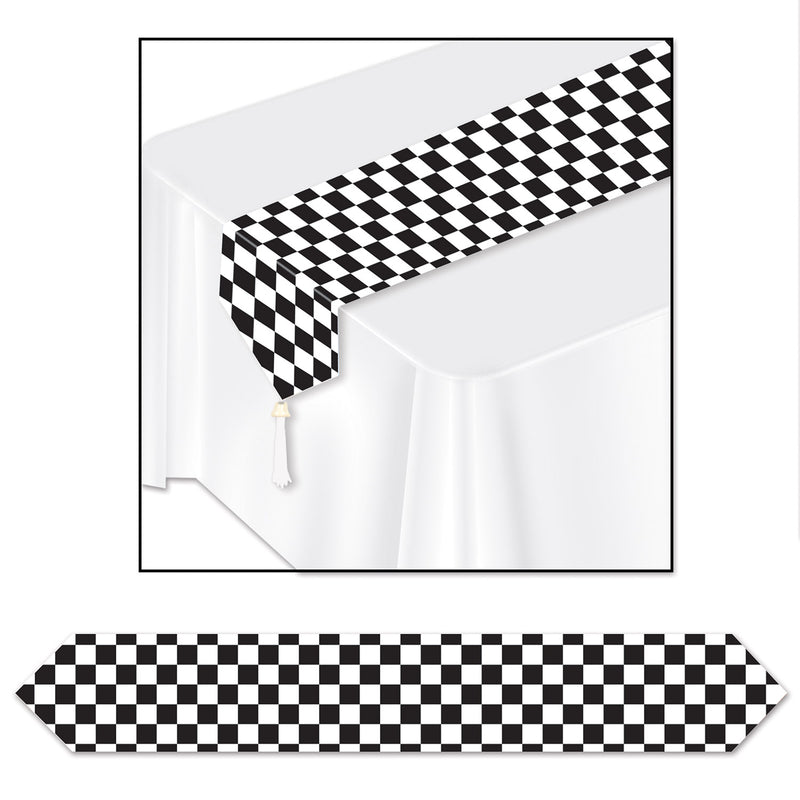Printed Checkered Table Runner – 11" x 6' – (1/Pkg) by Beistle for Racing Table Runners - Printed