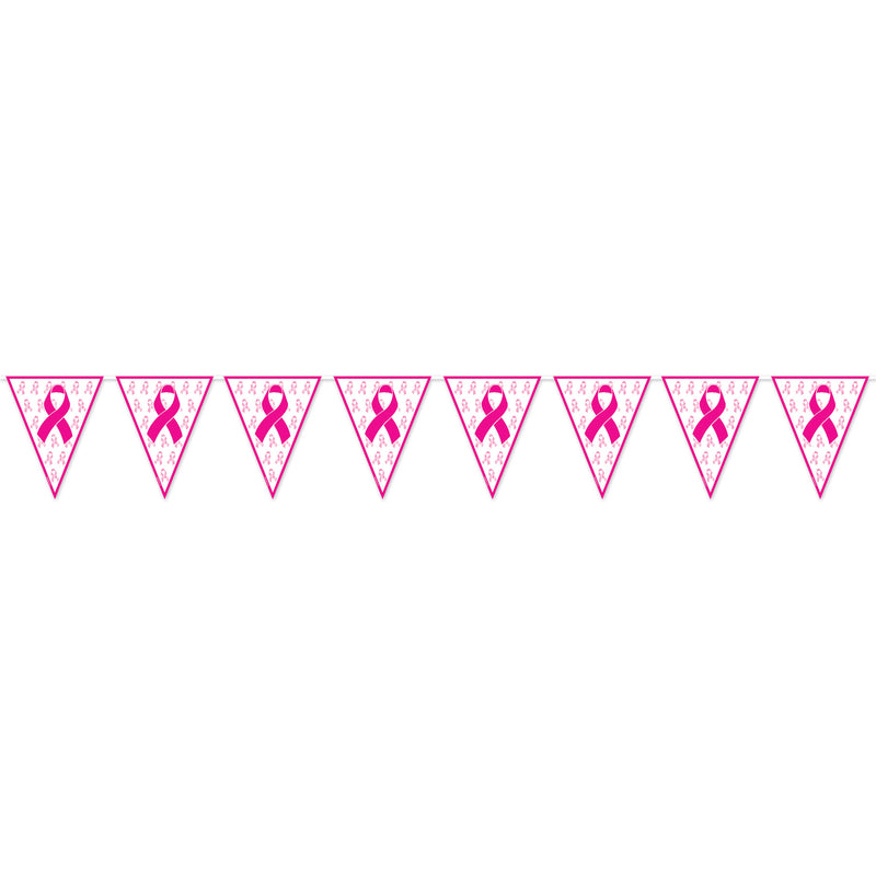 Pink Ribbon Pennant Banner – 11" x 12' – (1/Pkg) by Beistle for Pink Ribbon Pennant Banners
