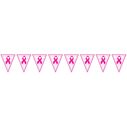 Pink Ribbon Pennant Banner – 11" x 12' – (1/Pkg) by Beistle for Pink Ribbon Pennant Banners