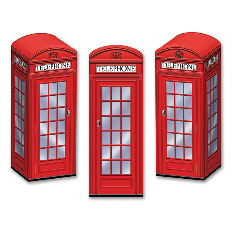 Phone Box Favor Boxes – 3" x 8½" – (3/Pkg) by Beistle for British Favor Boxes