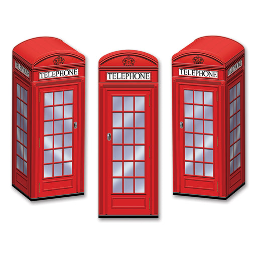 Phone Box Favor Boxes – 3" x 8½" – (3/Pkg) by Beistle for British Favor Boxes