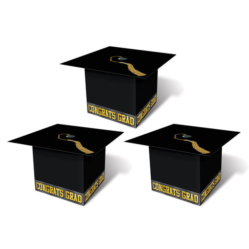 Grad Cap Favor Boxes – 3¼" x 3¼" – (3/Pkg) by Beistle for Graduation Favor Boxes