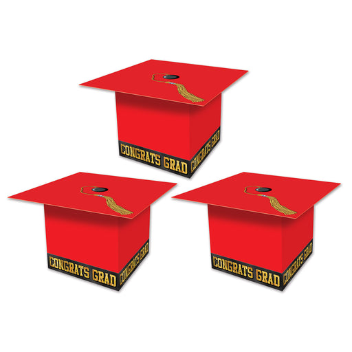 Grad Cap Favor Boxes – 3¼" x 3¼" – (3/Pkg) by Beistle for Graduation Favor Boxes