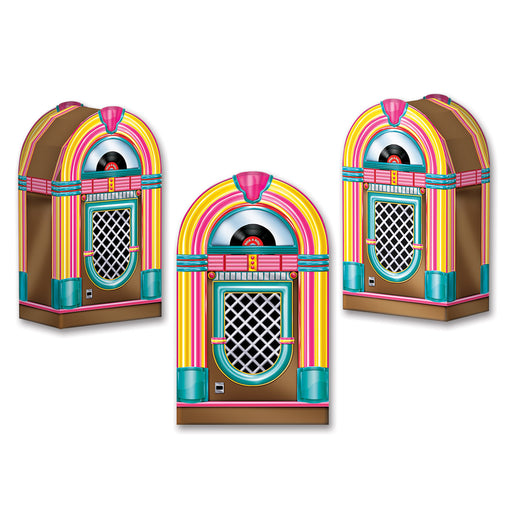 Jukebox Favor Boxes – 3½" x 6" – (3/Pkg) by Beistle for 50's/Rock & Roll Favor Boxes