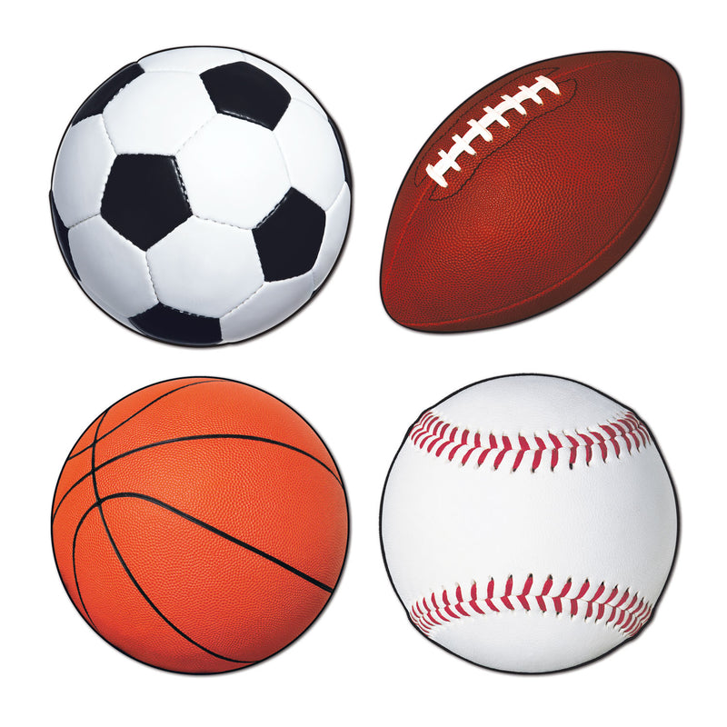 Sports Cutouts – 12"-15" – (4/Pkg) by Beistle for Sports Printed