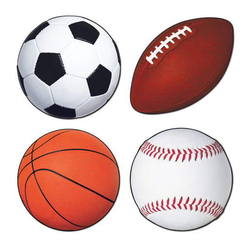 Sports Cutouts – 12"-15" – (4/Pkg) by Beistle for Sports Printed