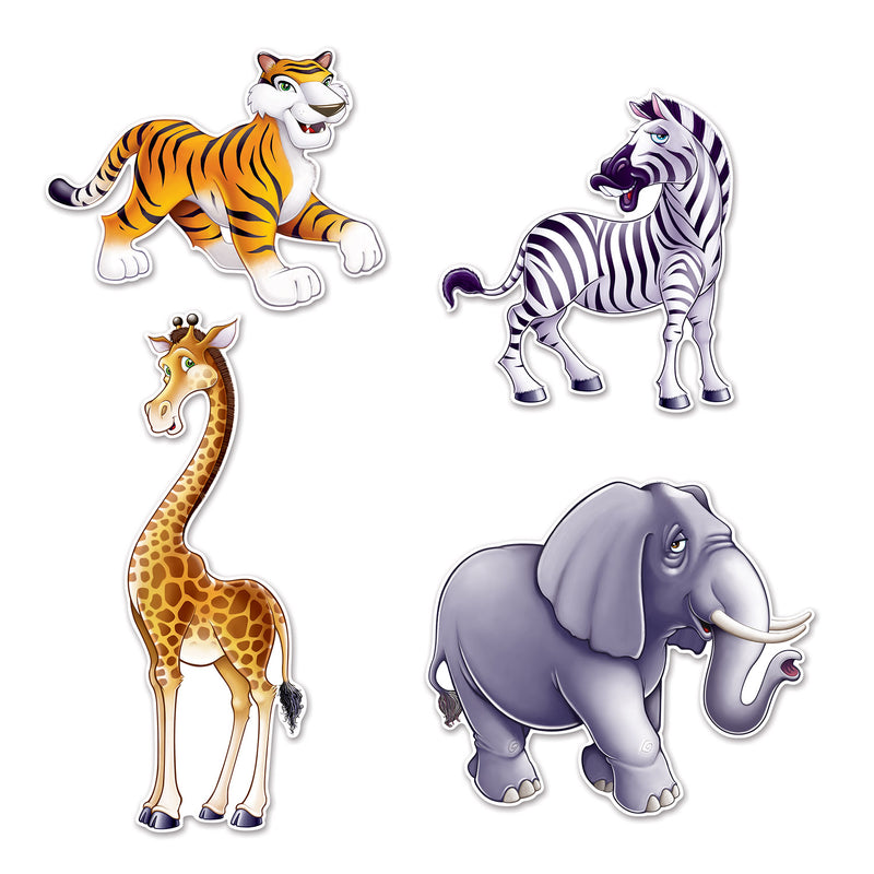 Jungle Animal Cutouts – 15½"-25" – (4/Pkg) by Beistle for Jungle Printed
