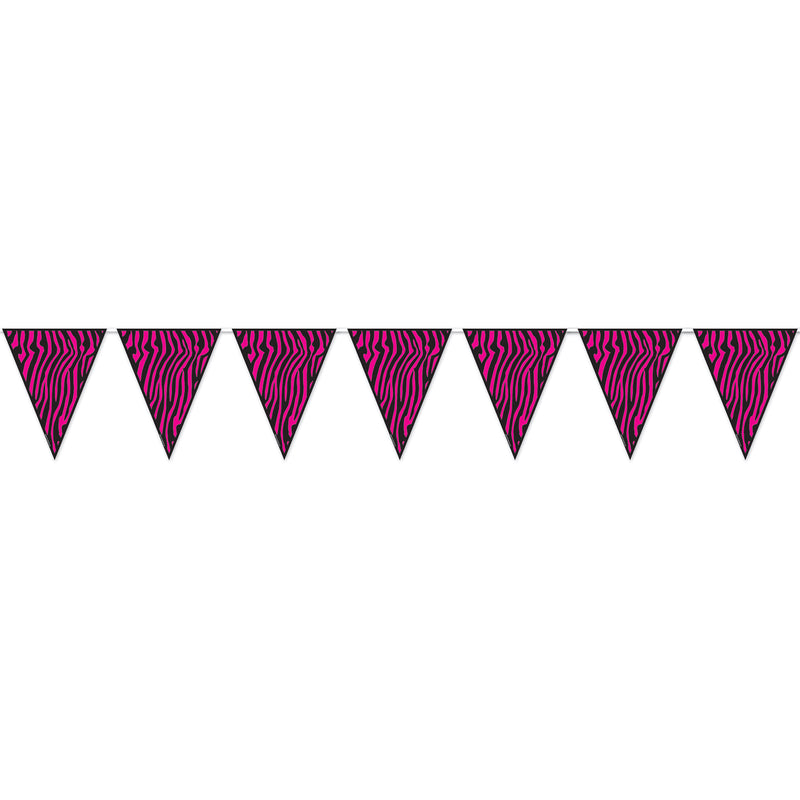 Zebra Print Pennant Banner – 11" x 12' – (1/Pkg) by Beistle for Sweet 16 Pennant Banners