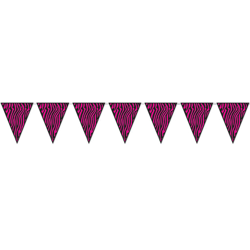 Zebra Print Pennant Banner – 11" x 12' – (1/Pkg) by Beistle for Sweet 16 Pennant Banners