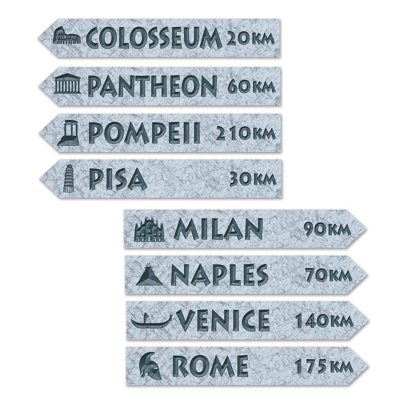 Italian Street Sign Cutouts – 3¾" x 23¾" – (4/Pkg) by Beistle for Italian Printed