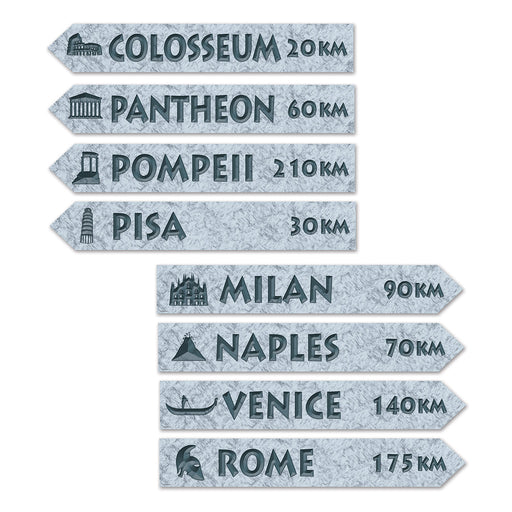 Italian Street Sign Cutouts – 3¾" x 23¾" – (4/Pkg) by Beistle for Italian Printed