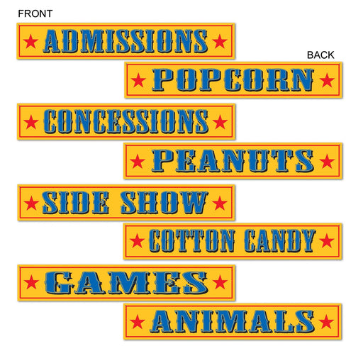 Circus Sign Cutouts – 4" x 24" – (4/Pkg) by Beistle for Circus Printed