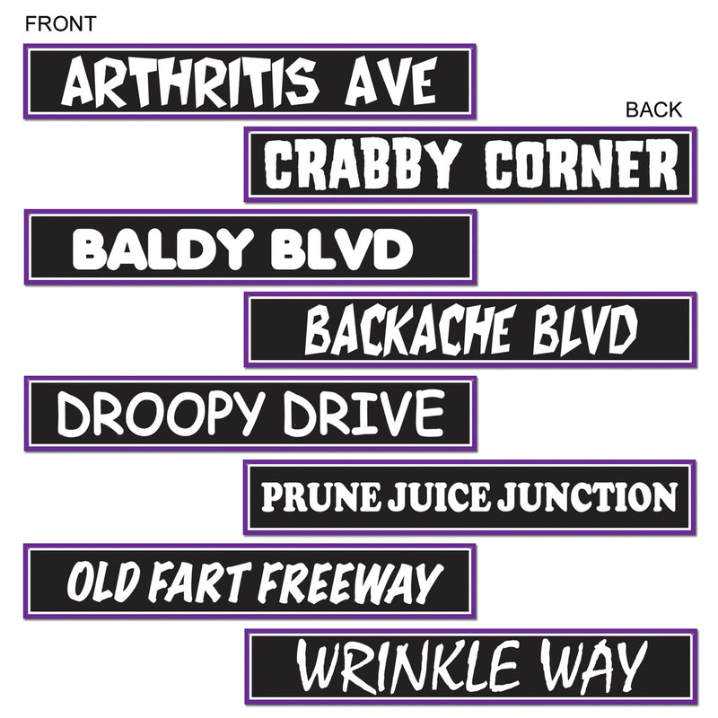 Over The Hill Street Sign Cutouts – 4" x 24" – (4/Pkg) by Beistle for Over-The-Hill Printed