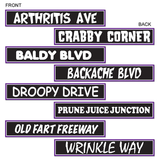 Over The Hill Street Sign Cutouts – 4" x 24" – (4/Pkg) by Beistle for Over-The-Hill Printed