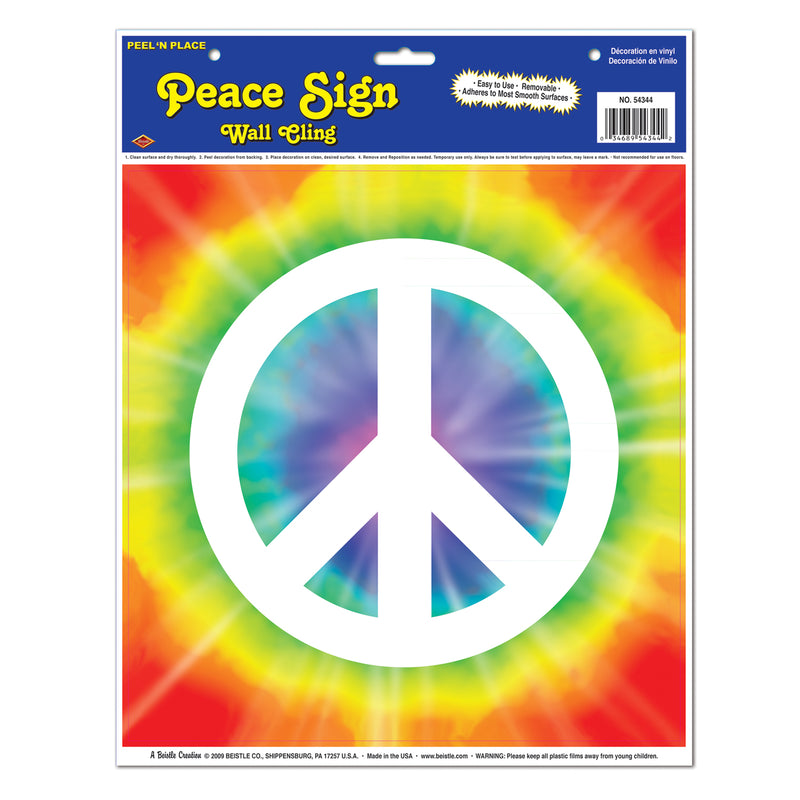 Peace Sign Peel 'N Place – 12" x 15" Sh – (1/Sh) by Beistle for 60's Peel 'N Place