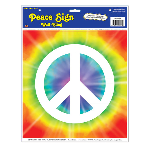 Peace Sign Peel 'N Place – 12" x 15" Sh – (1/Sh) by Beistle for 60's Peel 'N Place