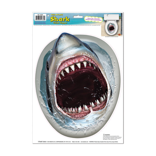Shark Toilet Topper Peel 'N Place – 12" x 17" Sh – (1/Sh) by Beistle for Shark Peel 'N Place