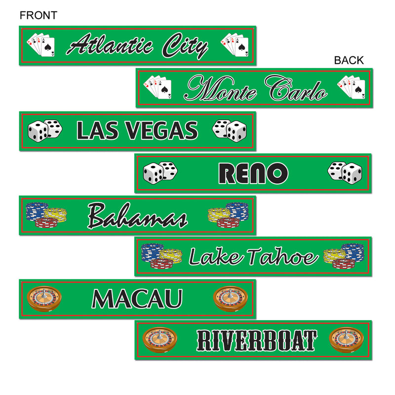 Gambling Destination St Sign Cutouts – 4" x 24" – (4/Pkg) by Beistle for Casino Printed
