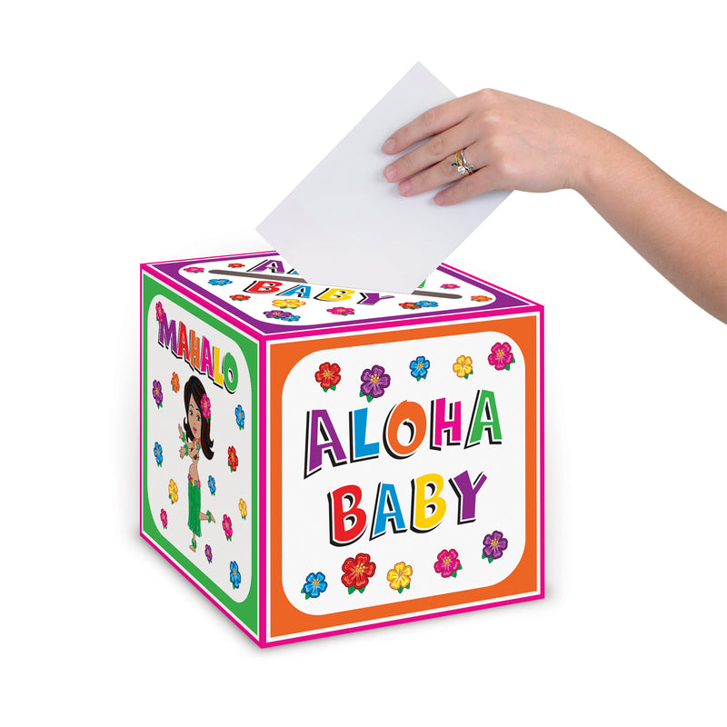 Hula Baby Card Box – 9" x 9" – (1/Pkg) by Beistle for Baby Shower Gift Card Boxes