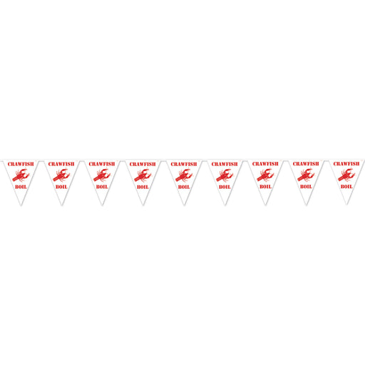 Crawfish Boil Pennant Banner – 11" x 12' – (1/Pkg) by Beistle for Mardi Gras Pennant Banners