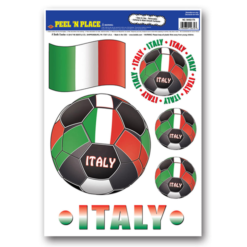 Peel 'N Place - Italy – 12" x 17" Sh – (6/Sh) by Beistle for Soccer Peel 'N Place