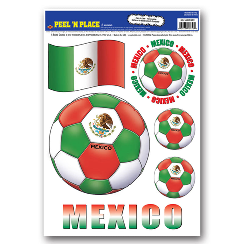 Peel 'N Place - Mexico – 12" x 17" Sh – (6/Sh) by Beistle for Soccer Peel 'N Place