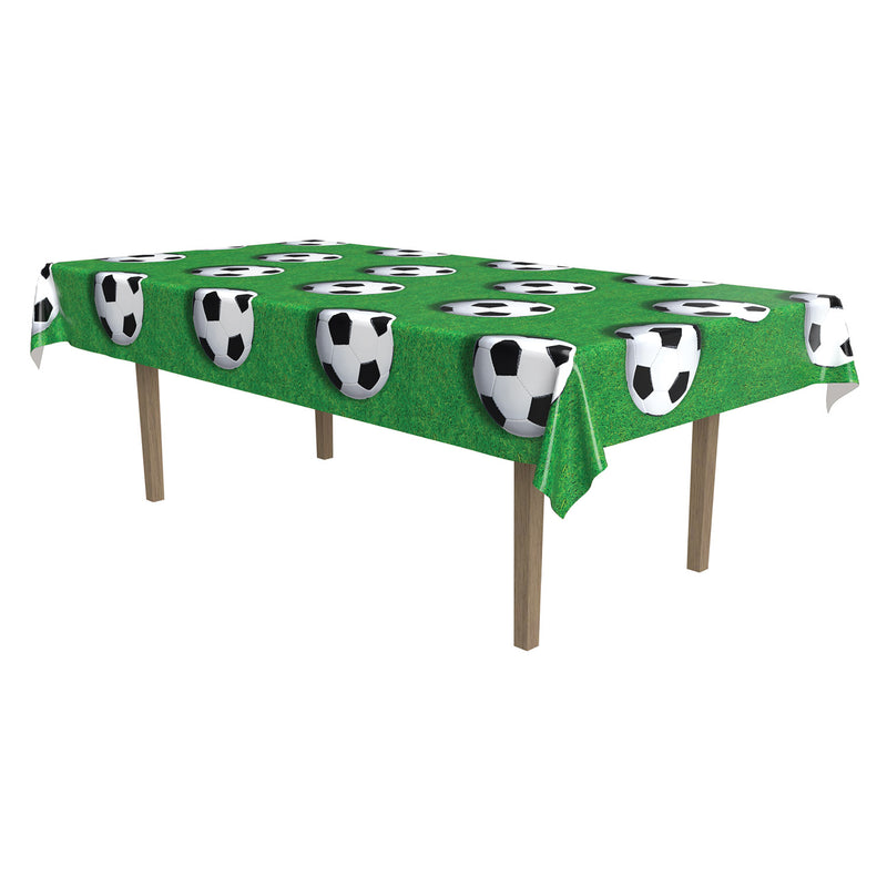 Soccer Ball Tablecover – 54" x 108" – (1/Pkg) by Beistle for Soccer Table Covers - Patterned