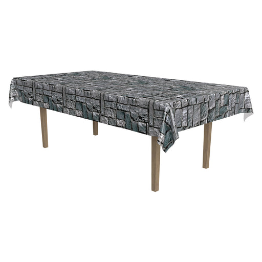 Stone Wall Tablecover – 54" x 108" – (1/Pkg) by Beistle for Medieval Table Covers - Patterned