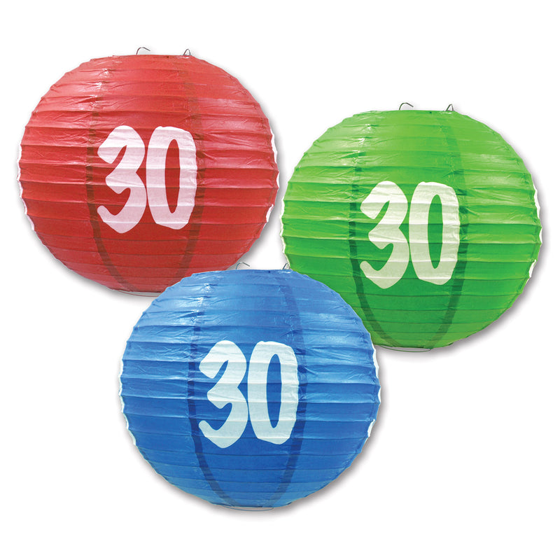 "30" Paper Lanterns – 9½" – (3/Pkg)