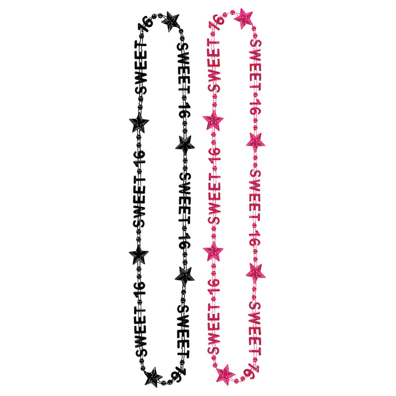 Sweet 16 Beads-Of-Expression – 35" – (2/Card) by Beistle for Sweet 16 Novelty Beads