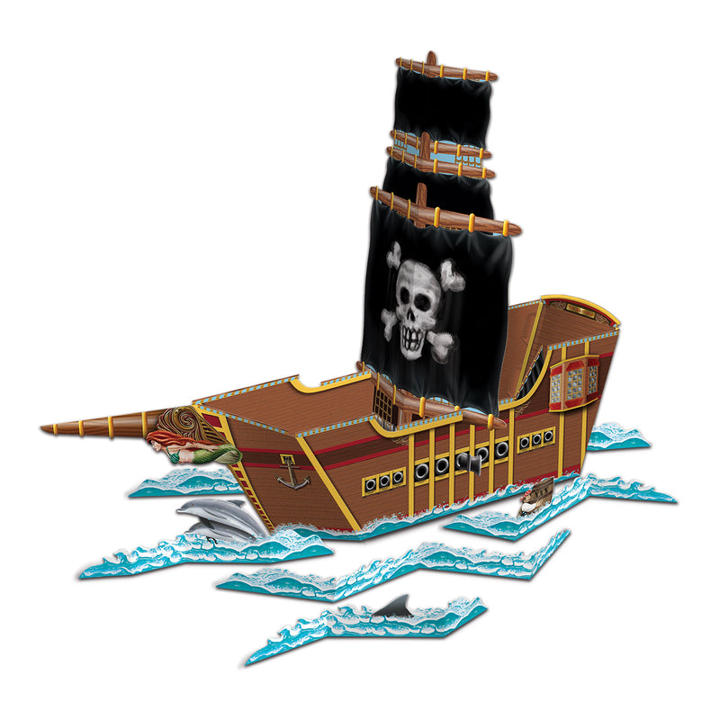 3-D Pirate Ship Centerpiece – 18½" x 25½" – (1/Pkg) by Beistle for Pirate 3-D