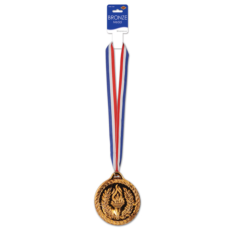 Bronze Medal w/Ribbon – 30" w/4" Medal – (1/Card) by Beistle for Sports Awards