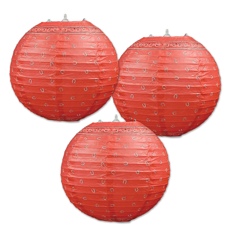 Bandana Paper Lanterns – 9½" – (3/Pkg) by Beistle for Western Lanterns