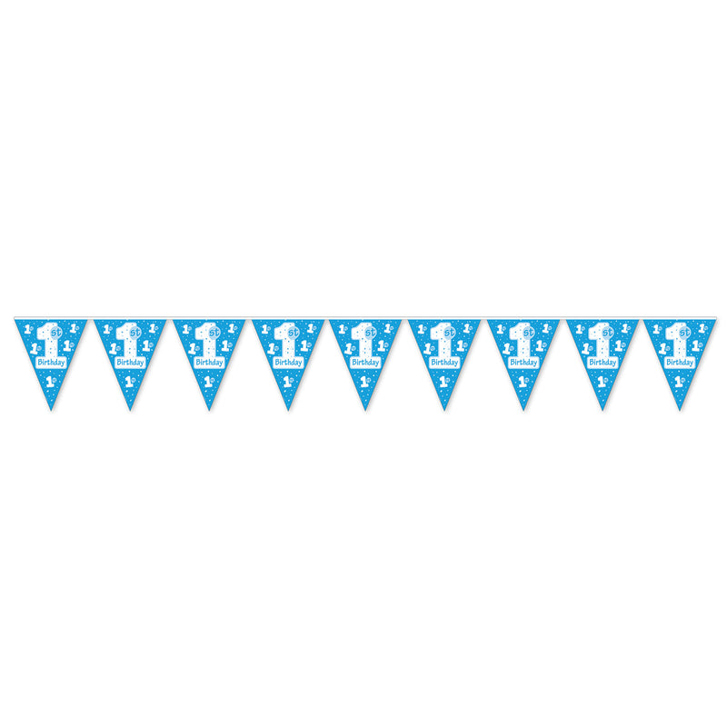 "1st" Birthday Pennant Banner – 11" x 12' – (1/Pkg) by Beistle for 1st Birthday Pennant Banners