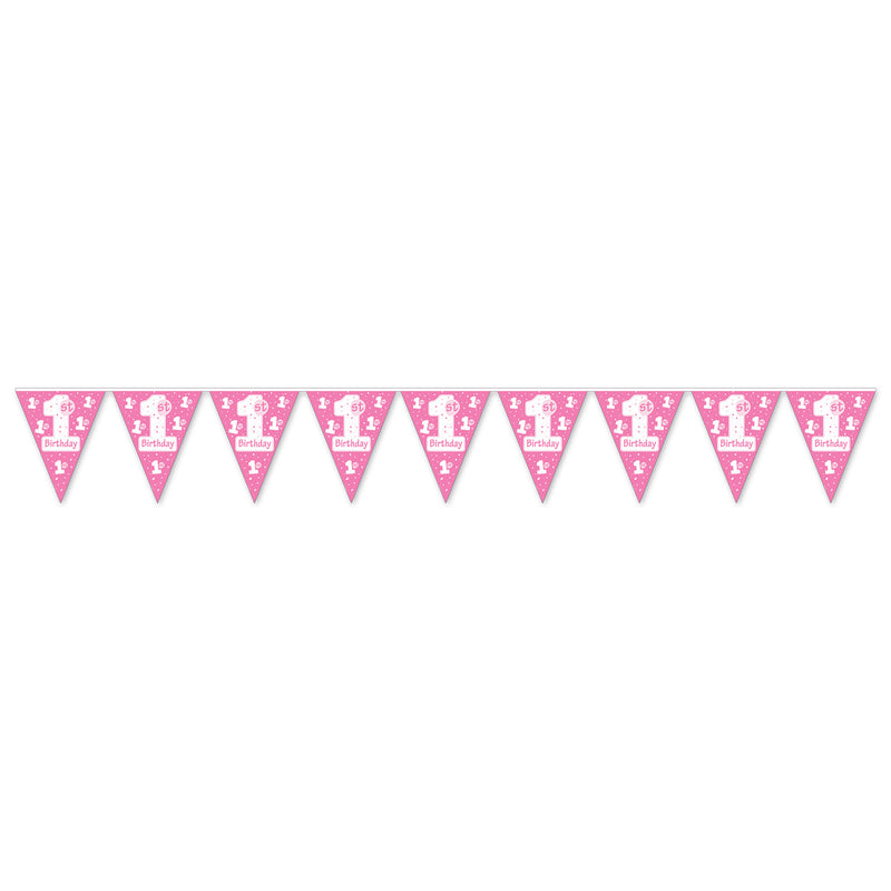 "1st" Birthday Pennant Banner – 11" x 12' – (1/Pkg) by Beistle for 1st Birthday Pennant Banners