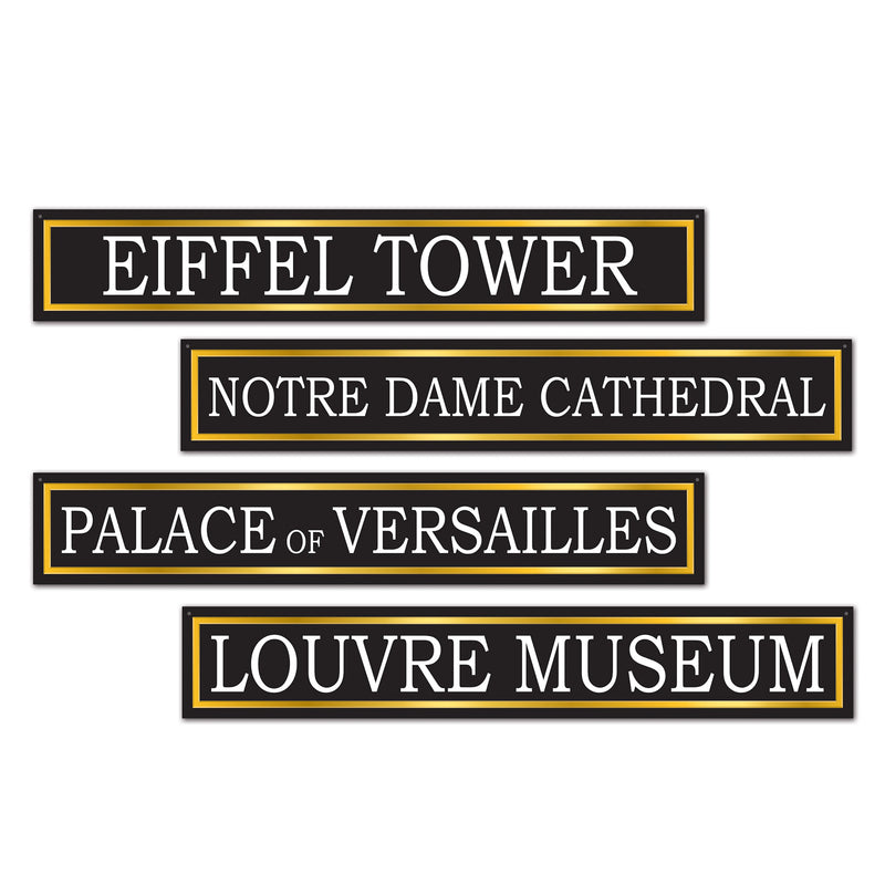 French Street Sign Cutouts – 4" x 24" – (4/Pkg) by Beistle for French Printed