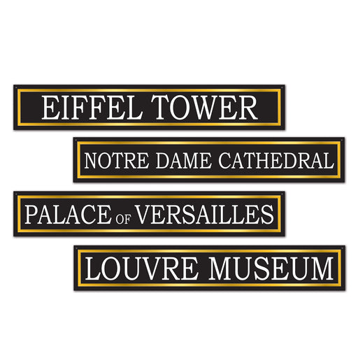 French Street Sign Cutouts – 4" x 24" – (4/Pkg) by Beistle for French Printed
