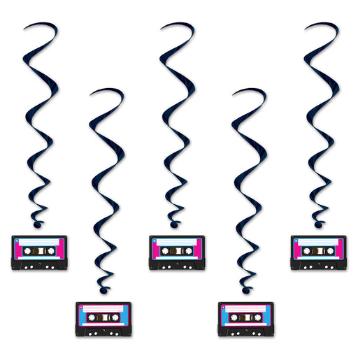 Cassette Tape Whirls – 3' 3" – (5/Pkg) by Beistle for 80's Whirls