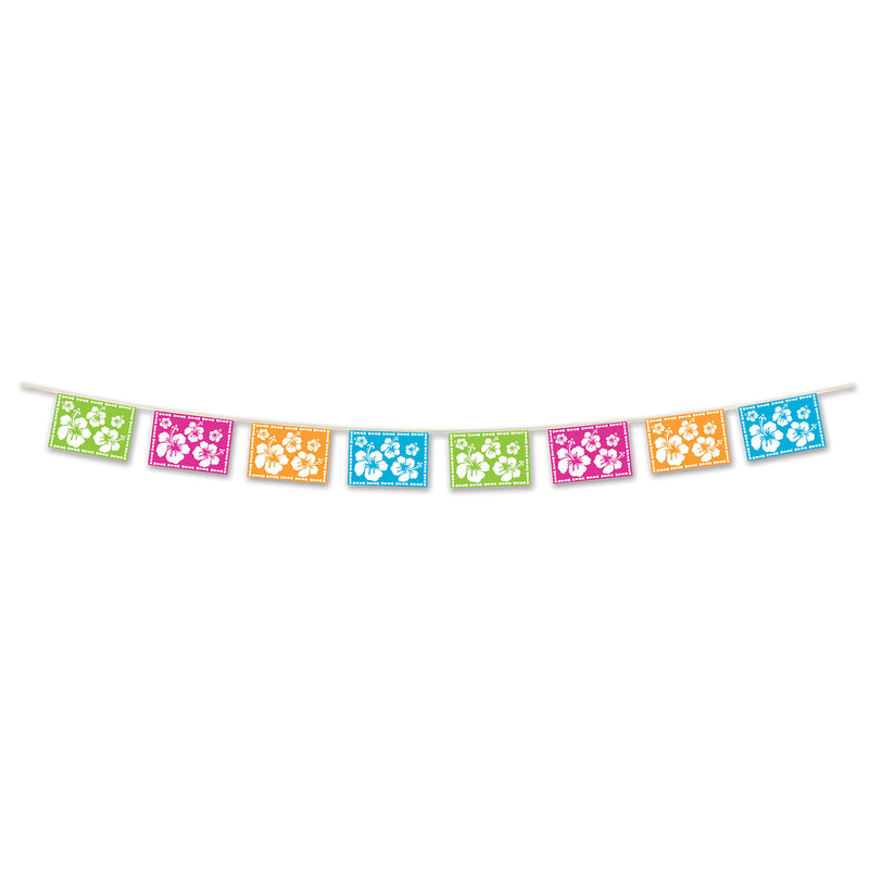 Luau Hibiscus Pennant Banner – 8" x 12' – (1/Pkg) by Beistle for Luau Pennant Banners