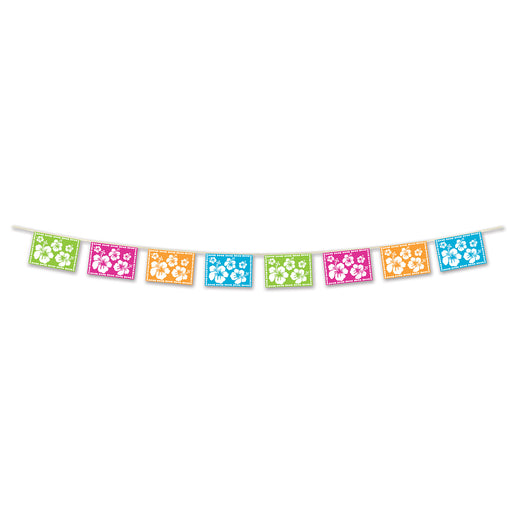 Luau Hibiscus Pennant Banner – 8" x 12' – (1/Pkg) by Beistle for Luau Pennant Banners